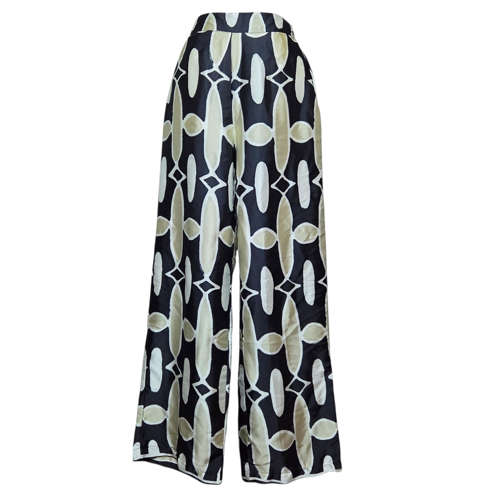 Zara Patterned Wide Leg Pants Size-Small